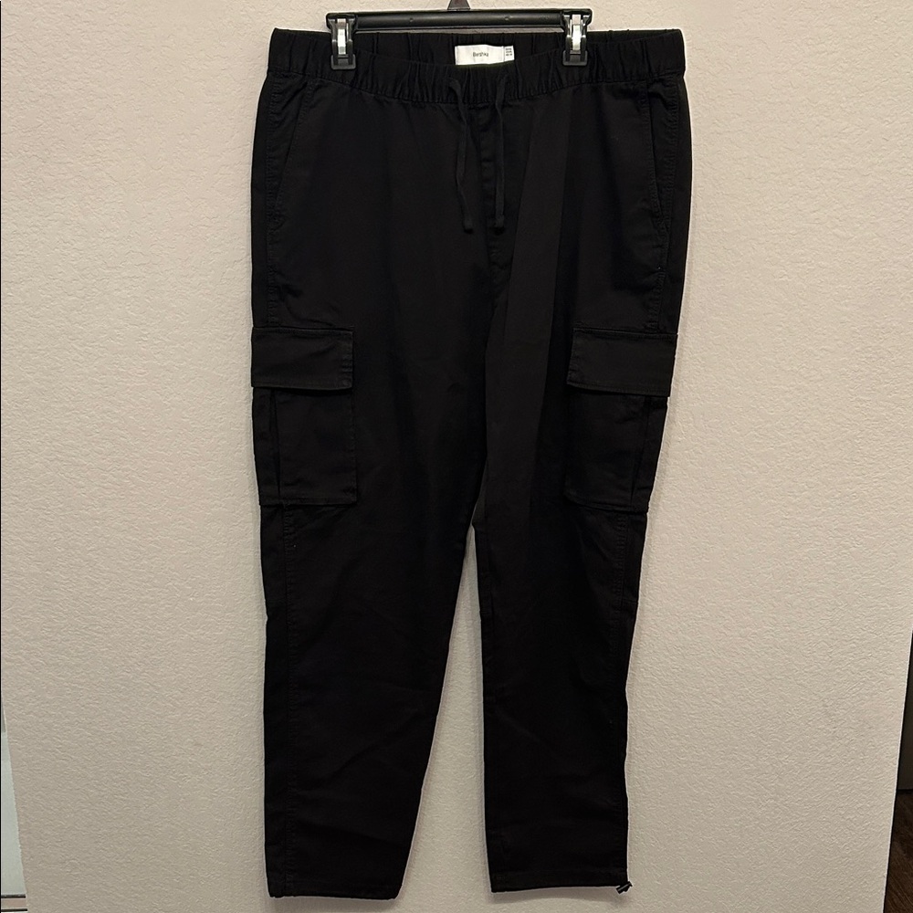 Bershka Men's Dark Cargo Trousers